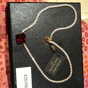 JANUARY BIRTHSTONE GARNET CZ TENNIS NECKLACE GENUINE GOLD OVER STERLING SILVER